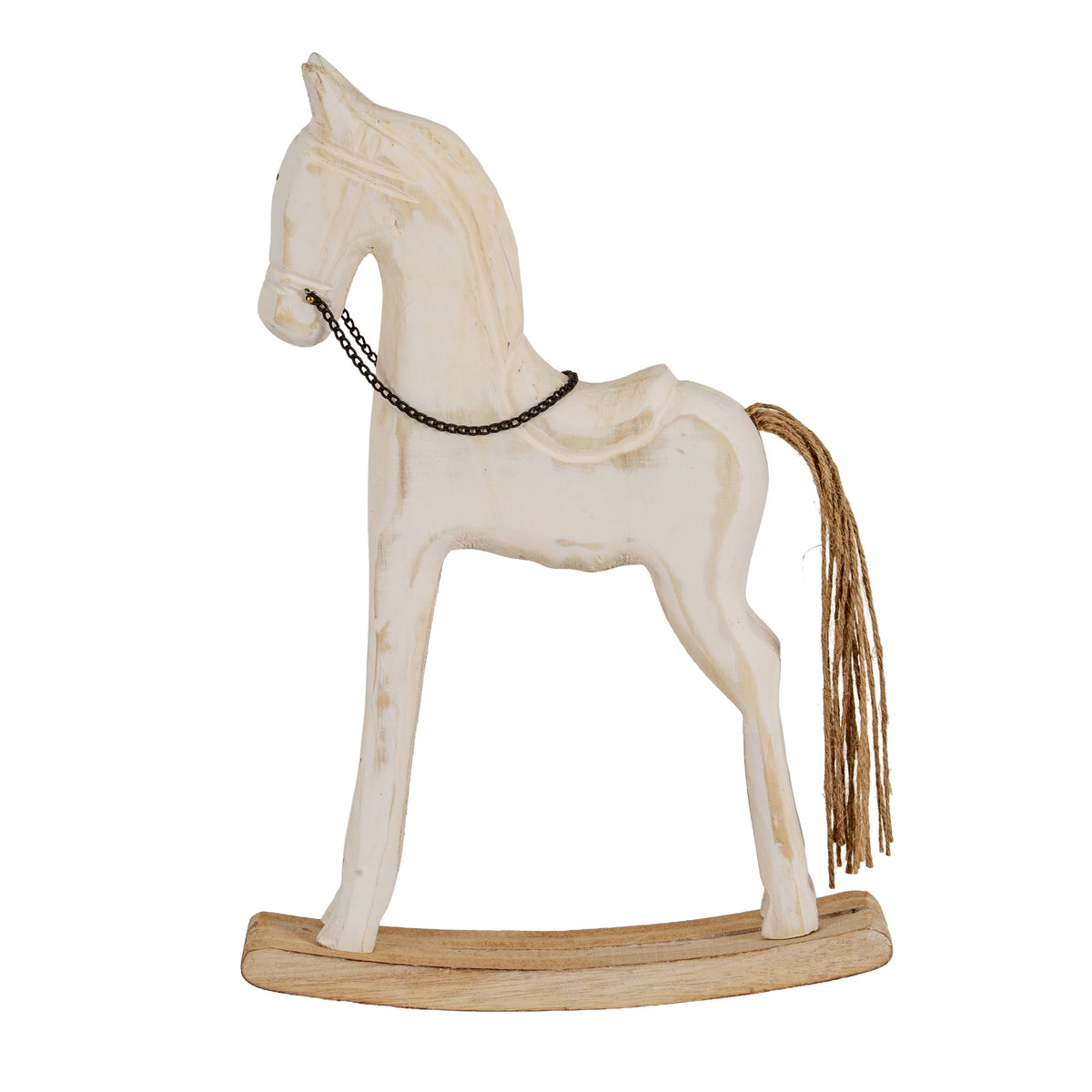 Large Whitewashed Rustic Rocking Horse - PLAINLY DOES IT