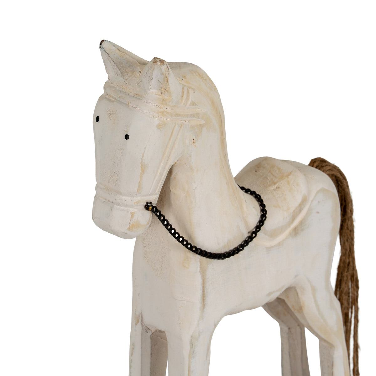 Large Whitewashed Rustic Rocking Horse - PLAINLY DOES IT