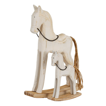 Large Whitewashed Rustic Rocking Horse - PLAINLY DOES IT