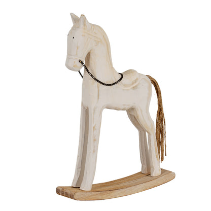 Large Whitewashed Rustic Rocking Horse - PLAINLY DOES IT