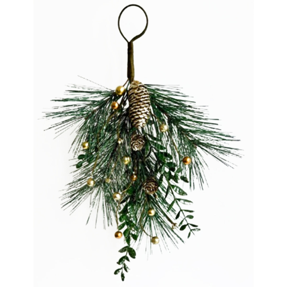 Christmas Soft Gold Teardrop Swag With Pinecones - PLAINLY DOES IT