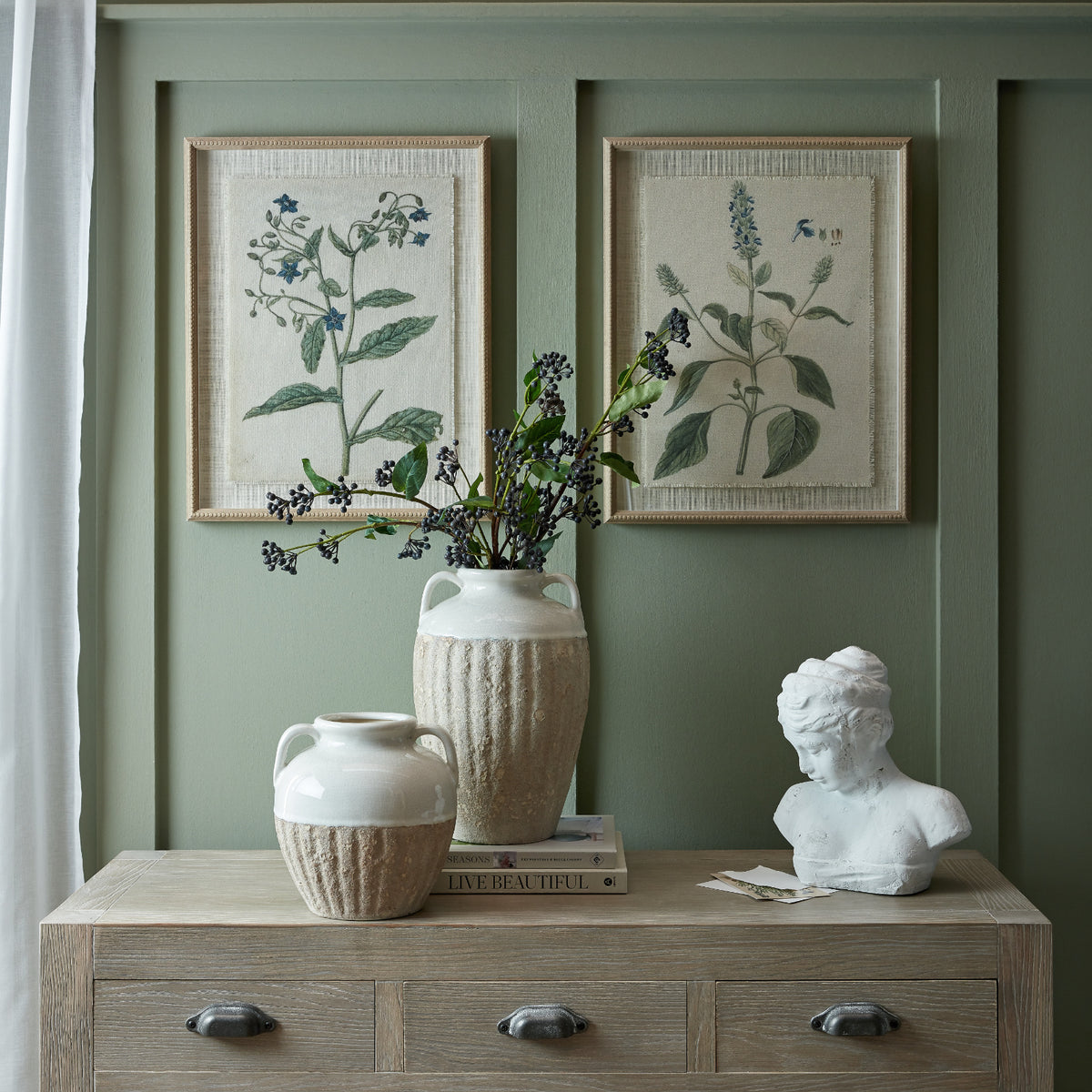 Flora & Fauna Salvia Framed Linen Print