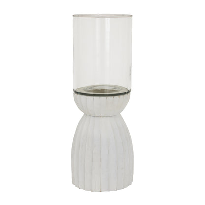 Large White Carved Hurricane Lantern