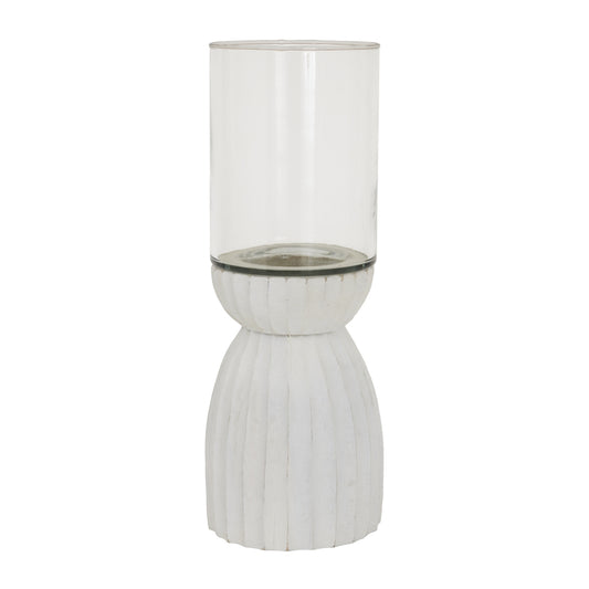 Large White Carved Hurricane Lantern