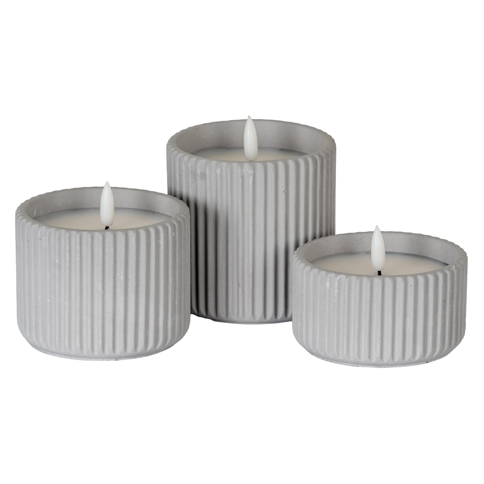 Luxe Collection Natural Glow Chalk Ribbed Small Led Candle