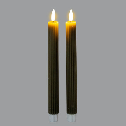Luxe Collection Natural Glow Grey  Ribbed Taper Candles