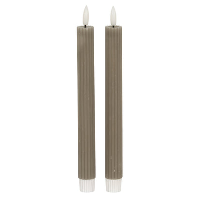Luxe Collection Natural Glow Grey  Ribbed Taper Candles