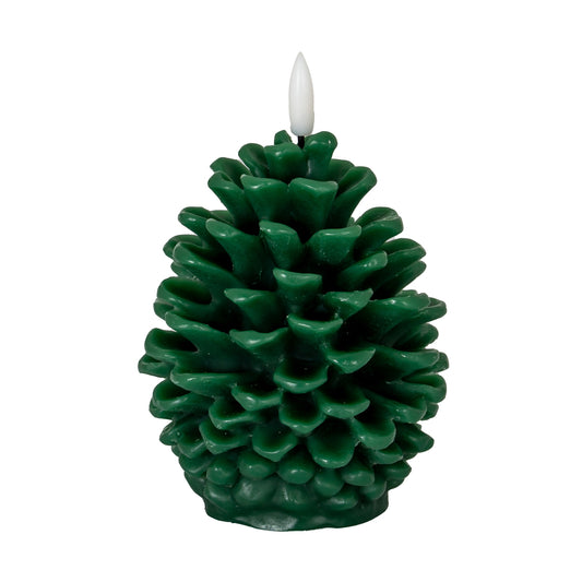 Luxe Collection Natural Glow Green Pinecone LED Wax Candle