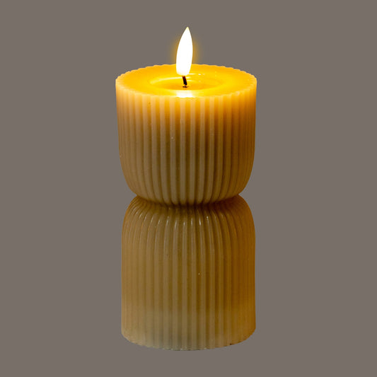 Luxe Collection Natural Glow 2.75x6 Stone Carved LED Candle