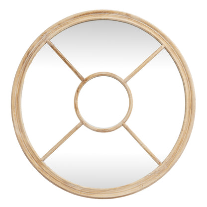 Washed Wood Round Window Mirror - PLAINLY DOES IT