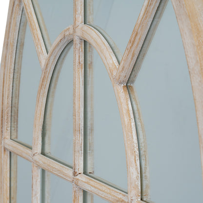 Washed Wood Arched Window Mirror - PLAINLY DOES IT