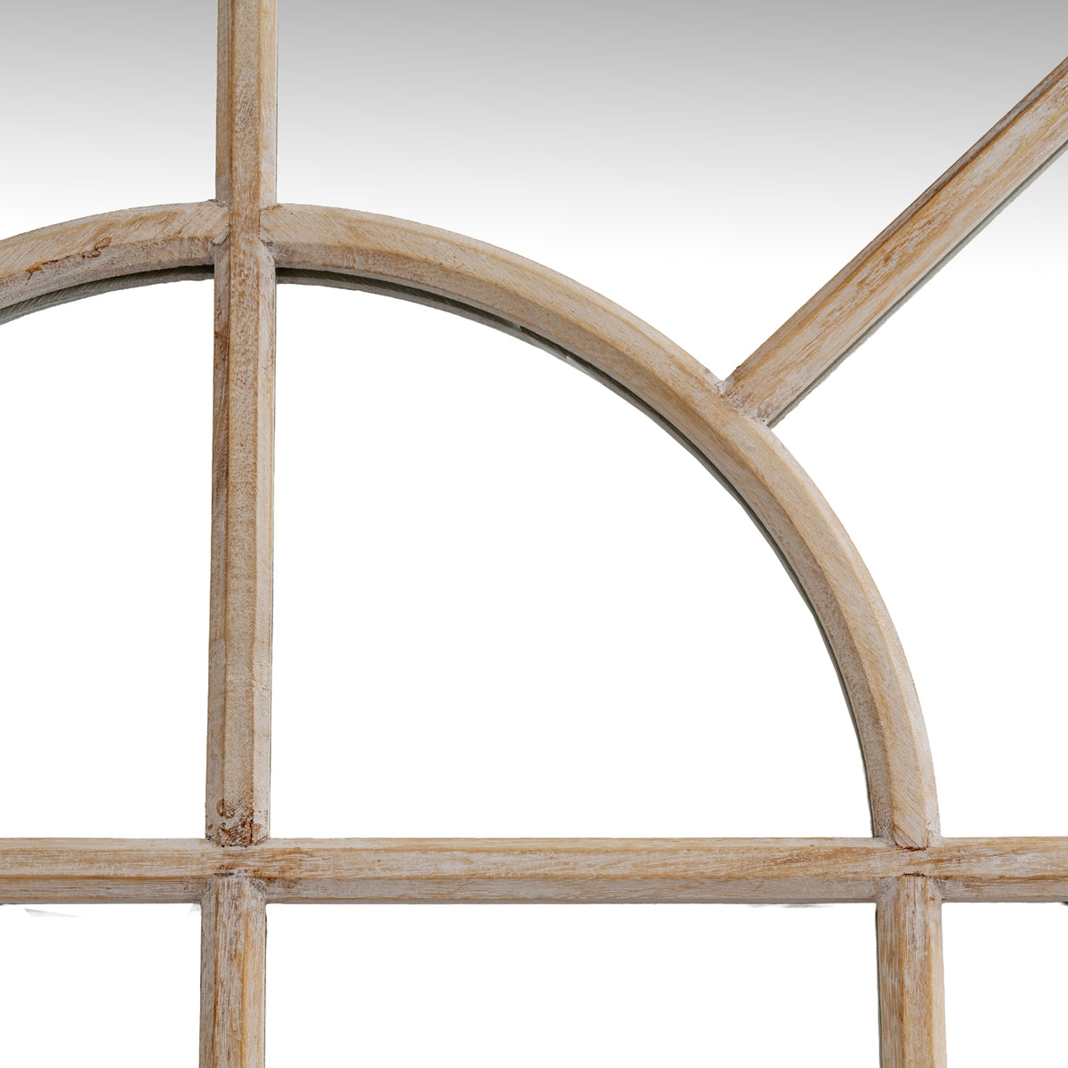 Washed Wood Arched Window Mirror - PLAINLY DOES IT