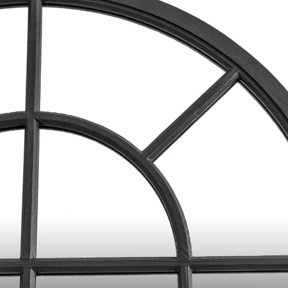 Black Wood Arched Window Mirror