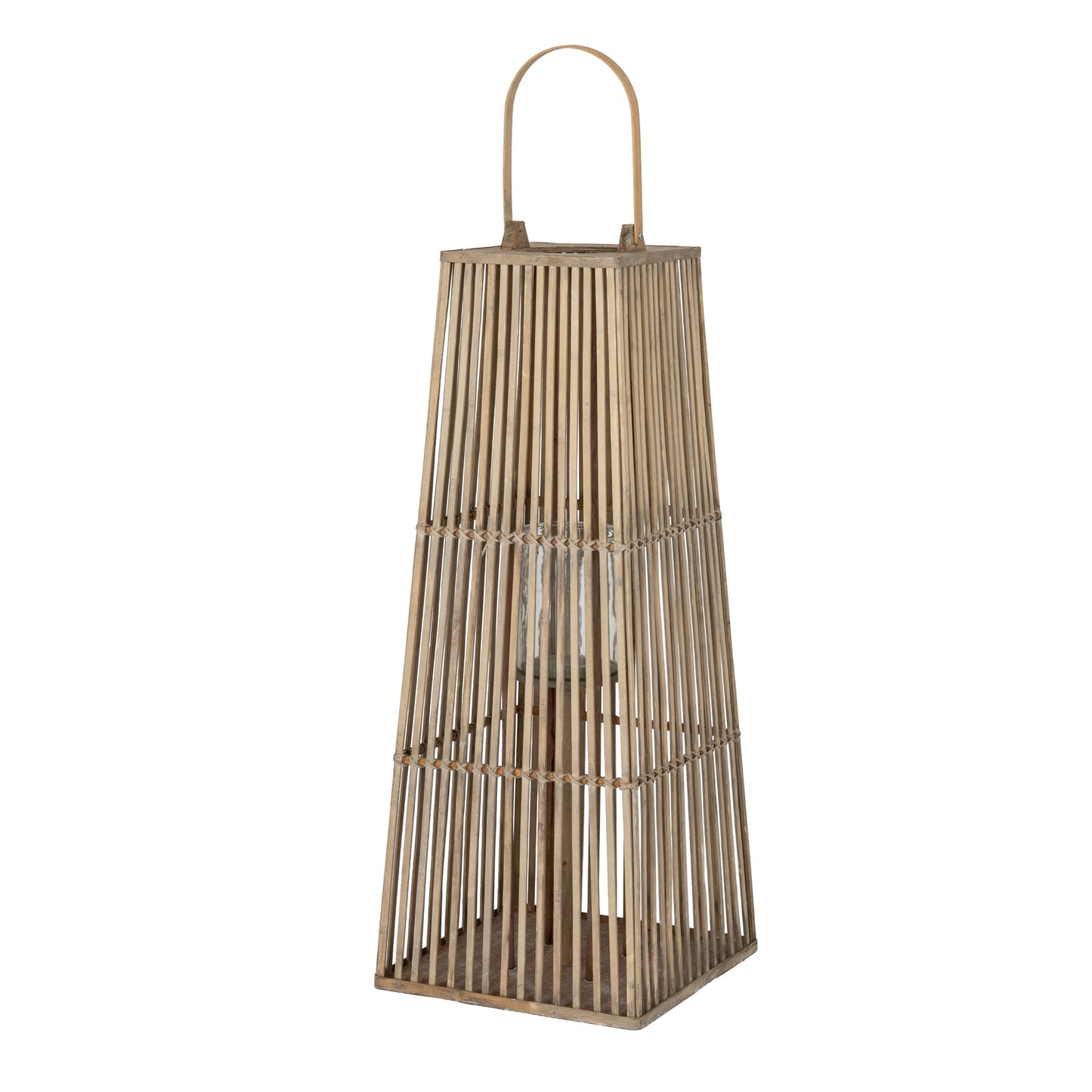Large Silo Wicker Lantern With Glass Holder
