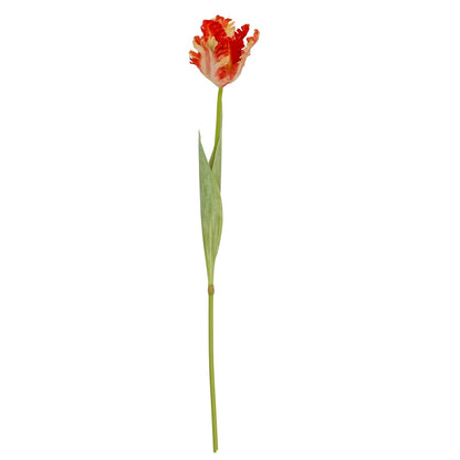 Flame Orange Faux Parrot Tulip Stem, 69cm
