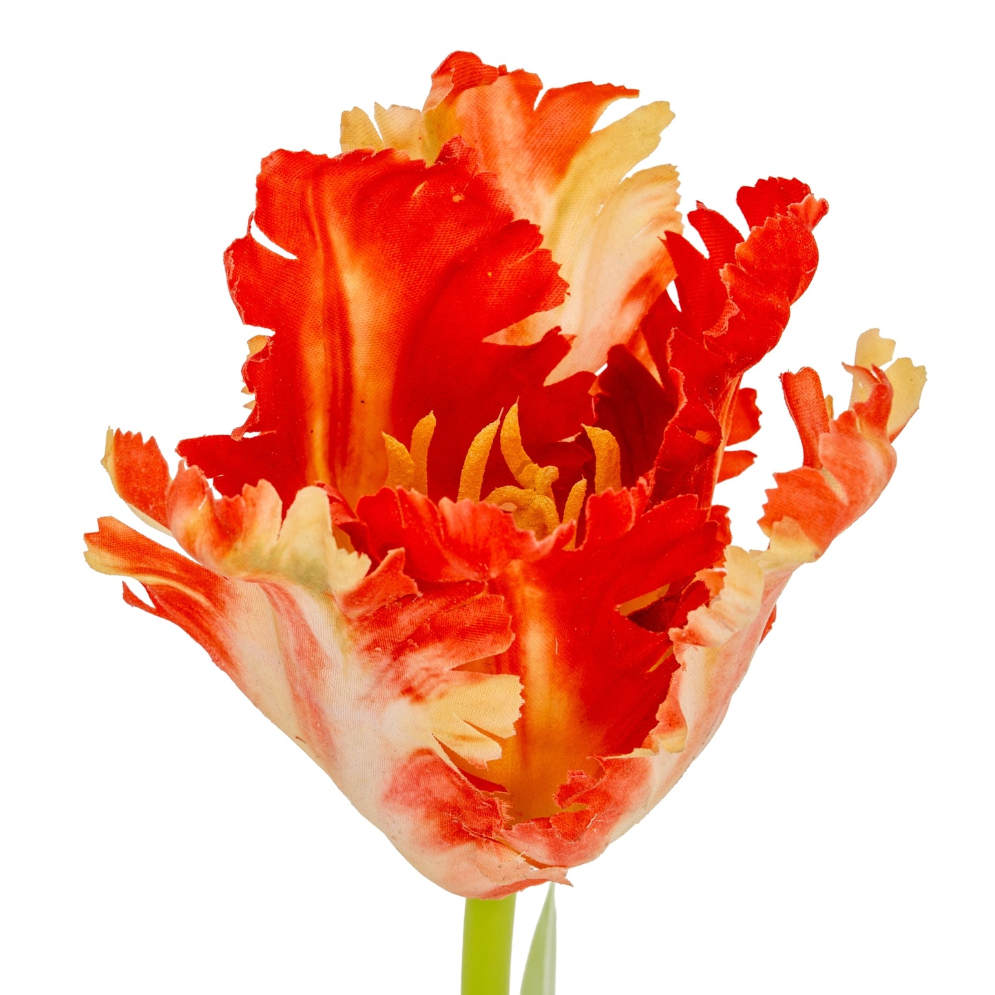 Flame Orange Faux Parrot Tulip Stem, 69cm