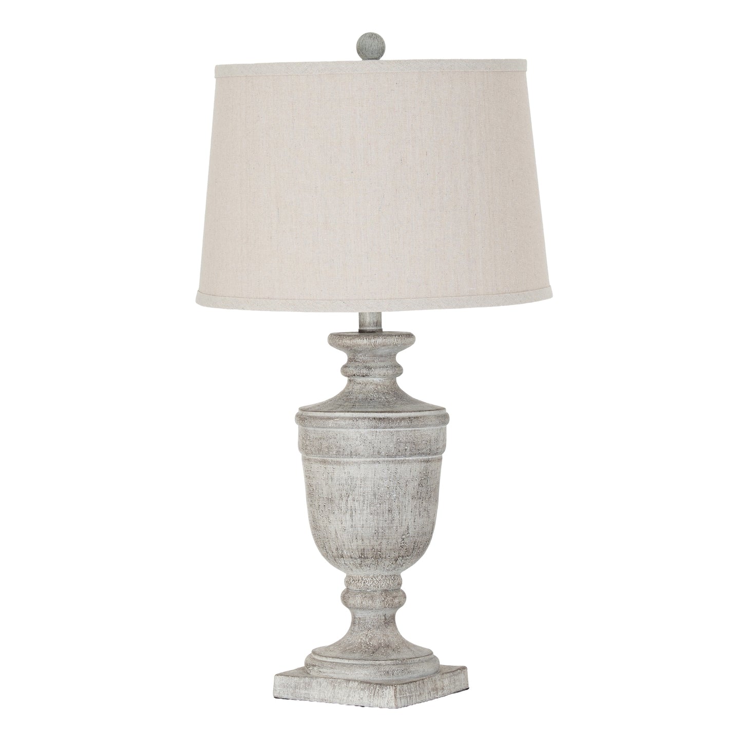 Ossia White Resin Table Lamp with Linen Shade, 71cm