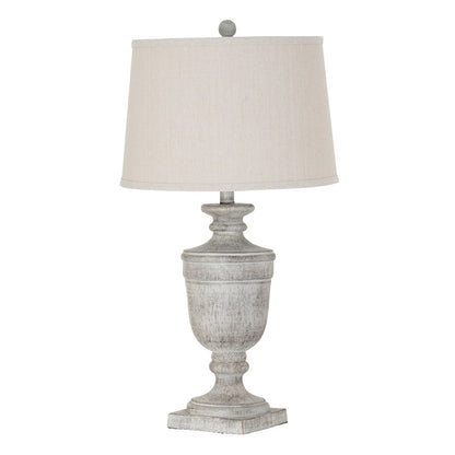 Ossia White Resin Table Lamp with Linen Shade, 71cm
