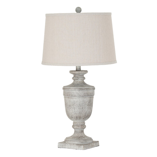 Ossia White Resin Table Lamp with Linen Shade, 71cm