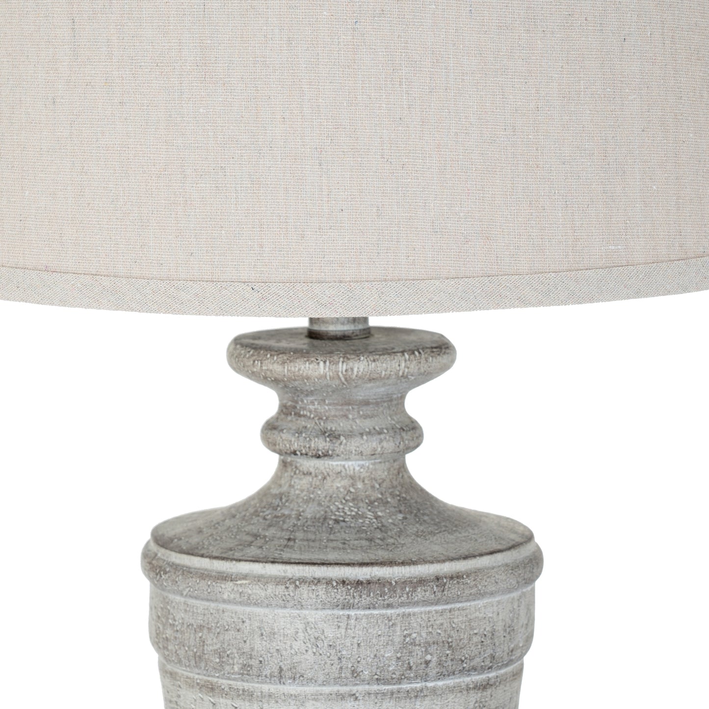 Ossia White Resin Table Lamp with Linen Shade, 71cm