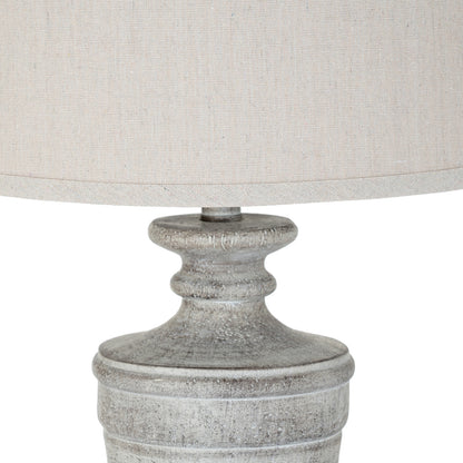 Ossia White Resin Table Lamp with Linen Shade, 71cm