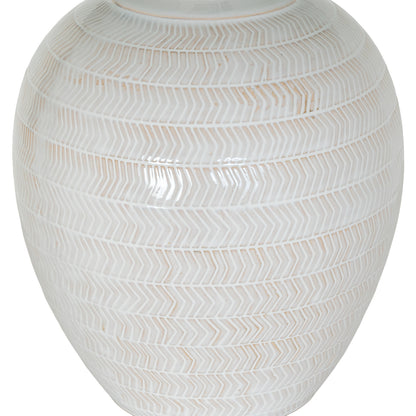 Chevronne Ceramic Table Lamp With Linen Shade