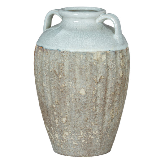 Decorative vase with textured surface on a white background
