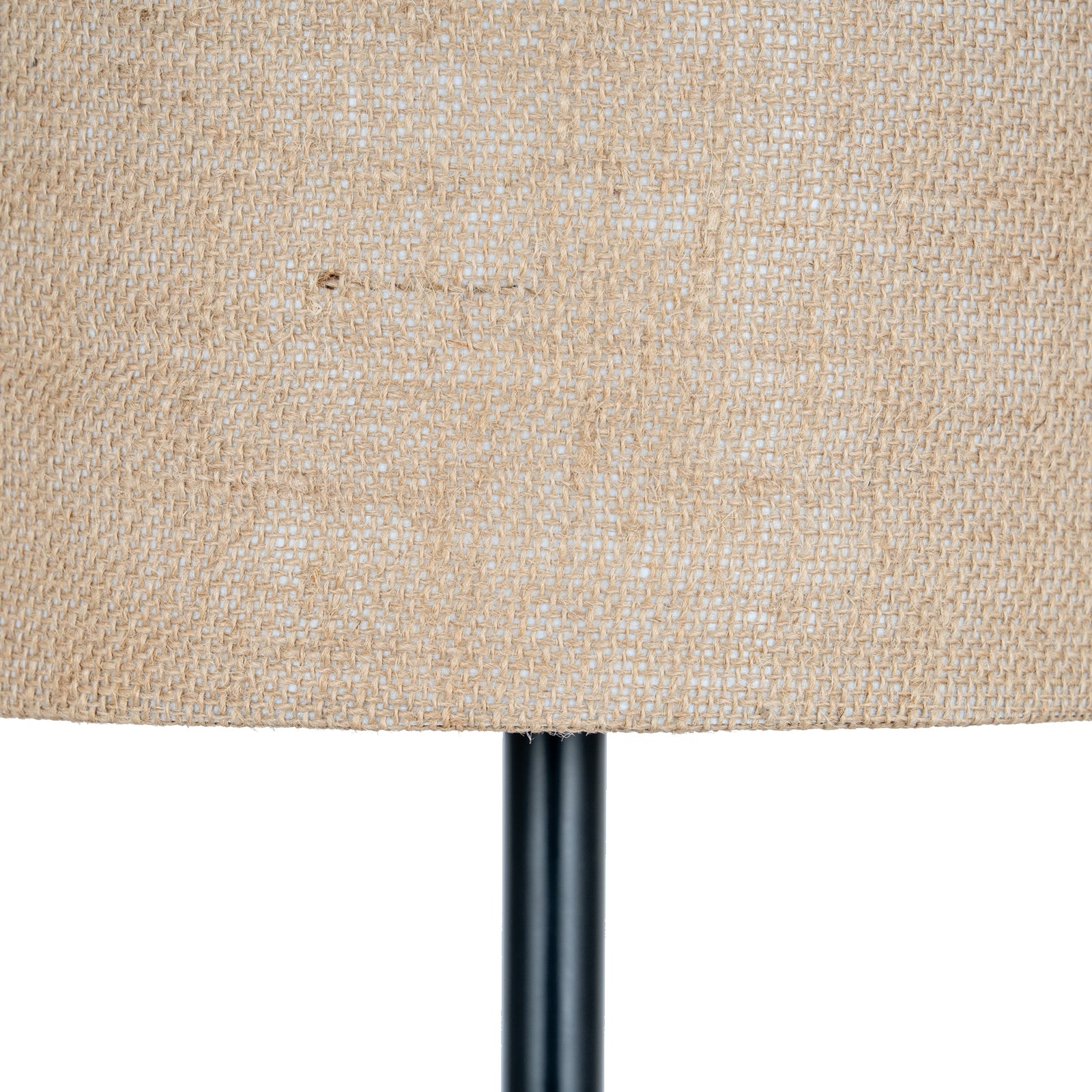 Black Cannon Table Lamp With Hessian Shade
