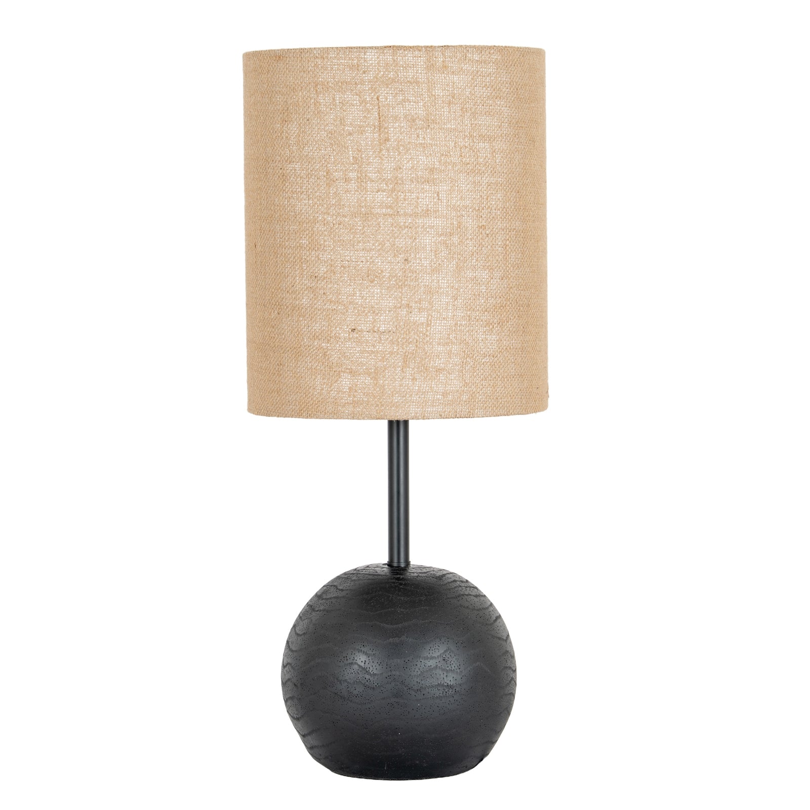 Black Cannon Table Lamp With Hessian Shade