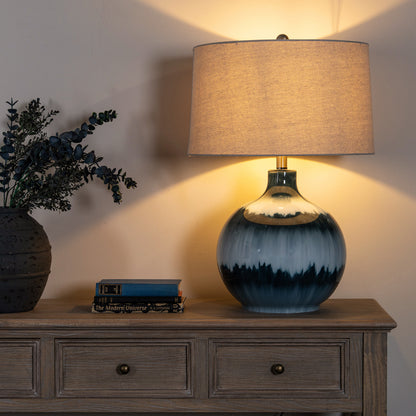 Ocean Shadows Table Lamp With Linen Shade - PLAINLY DOES IT