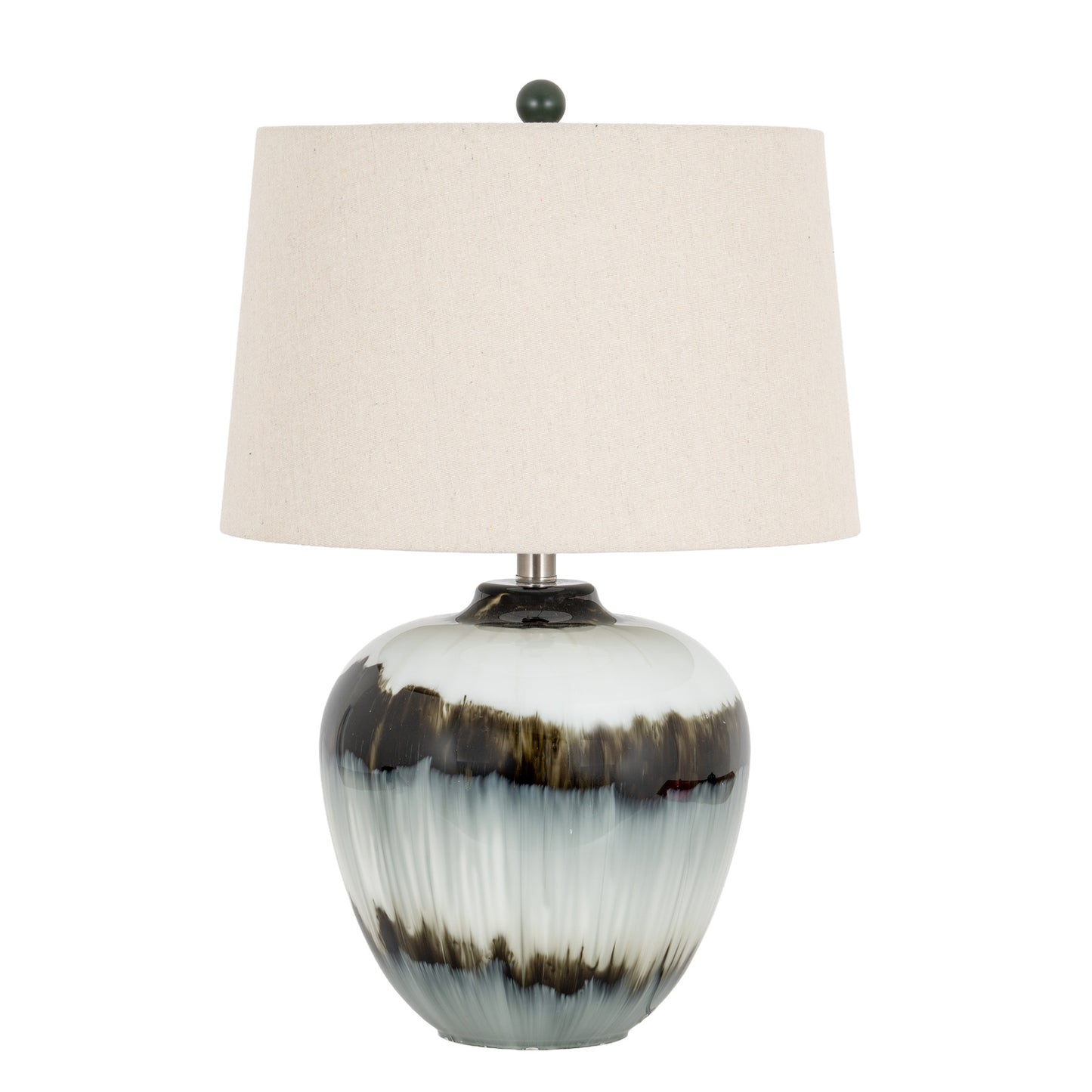Midnight Shadows Glass Table Lamp with Linen Shade, 61cm
