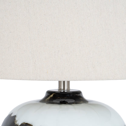 Midnight Shadows Glass Table Lamp with Linen Shade, 61cm