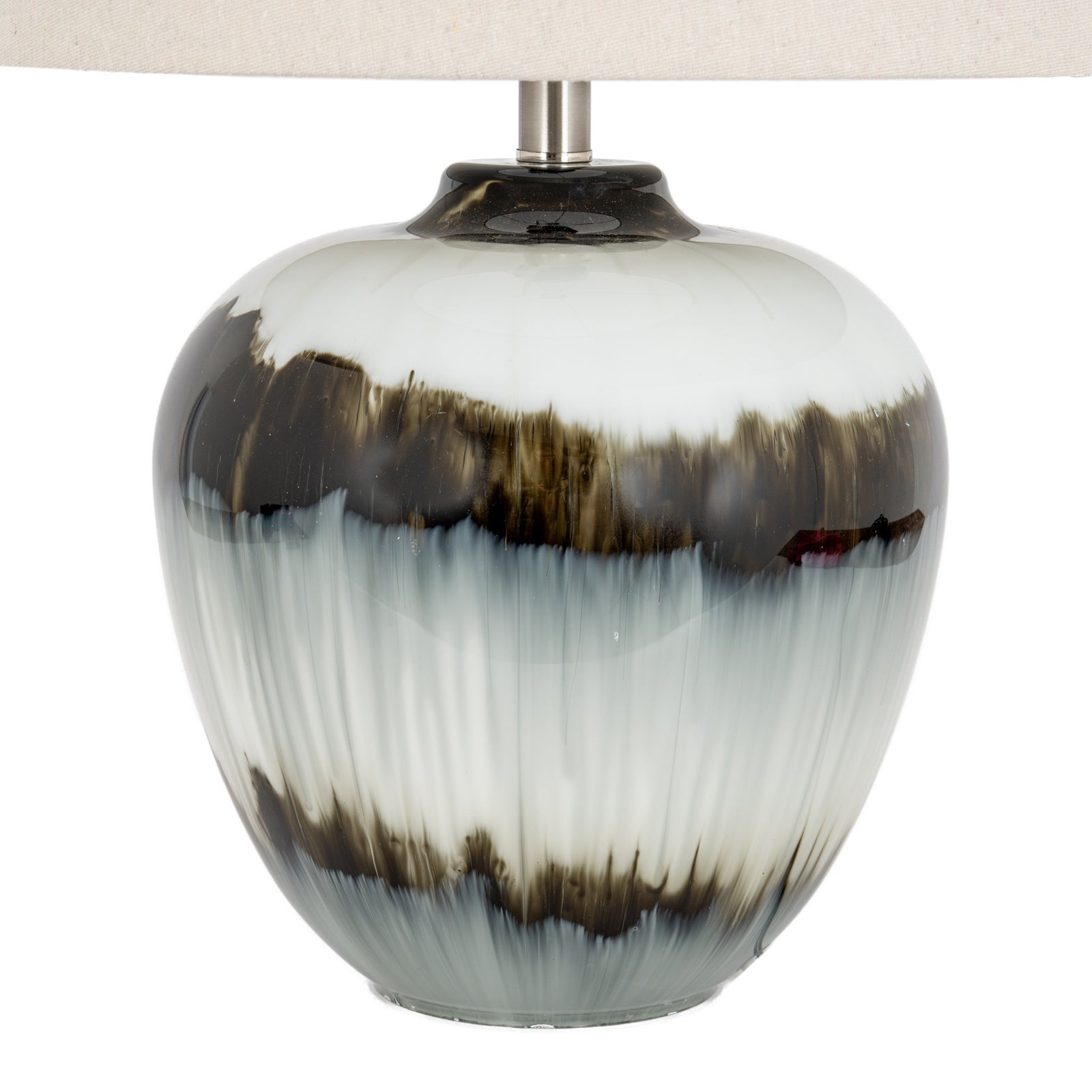 Midnight Shadows Glass Table Lamp with Linen Shade, 61cm
