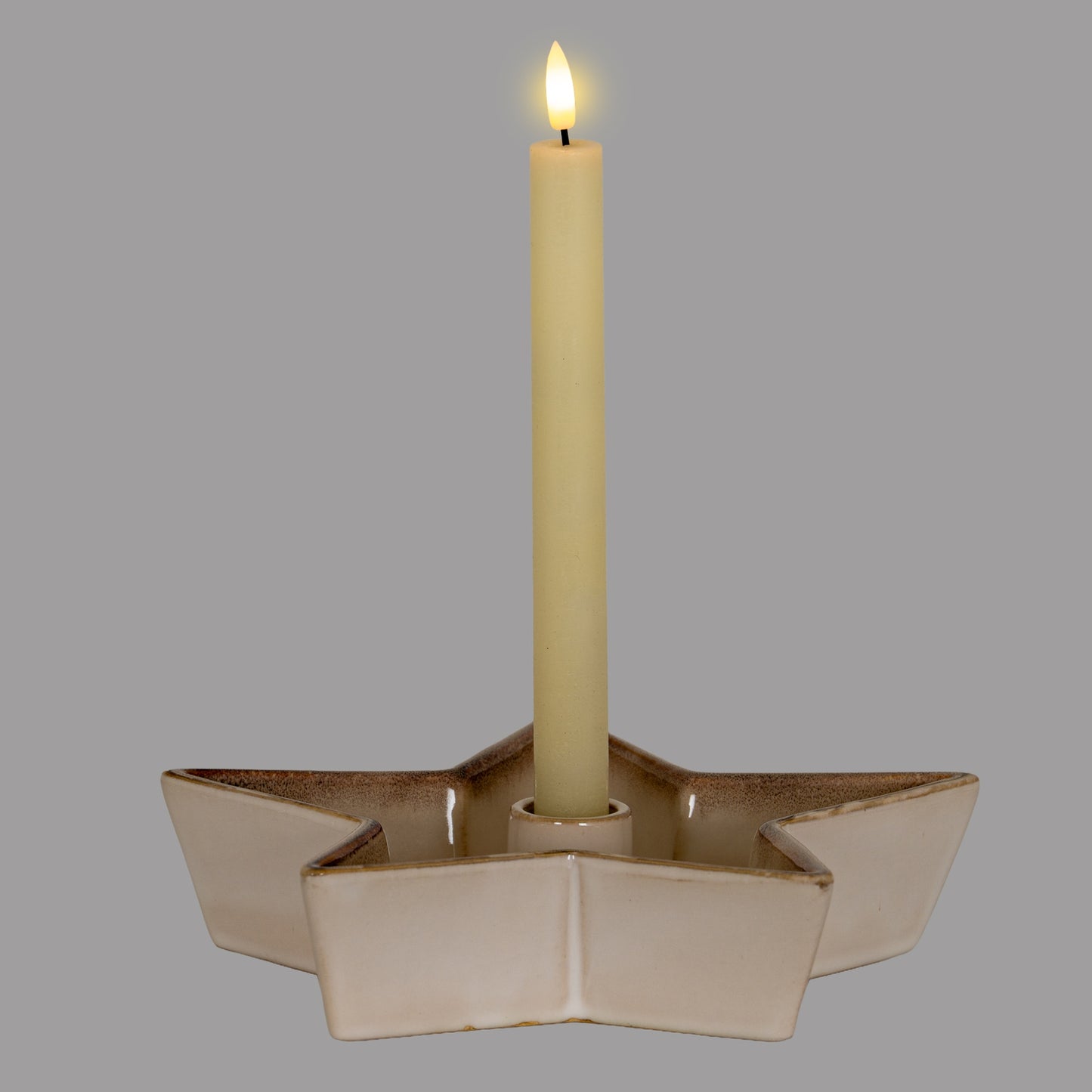 Large Solace White Ceramic Star Candle Holder