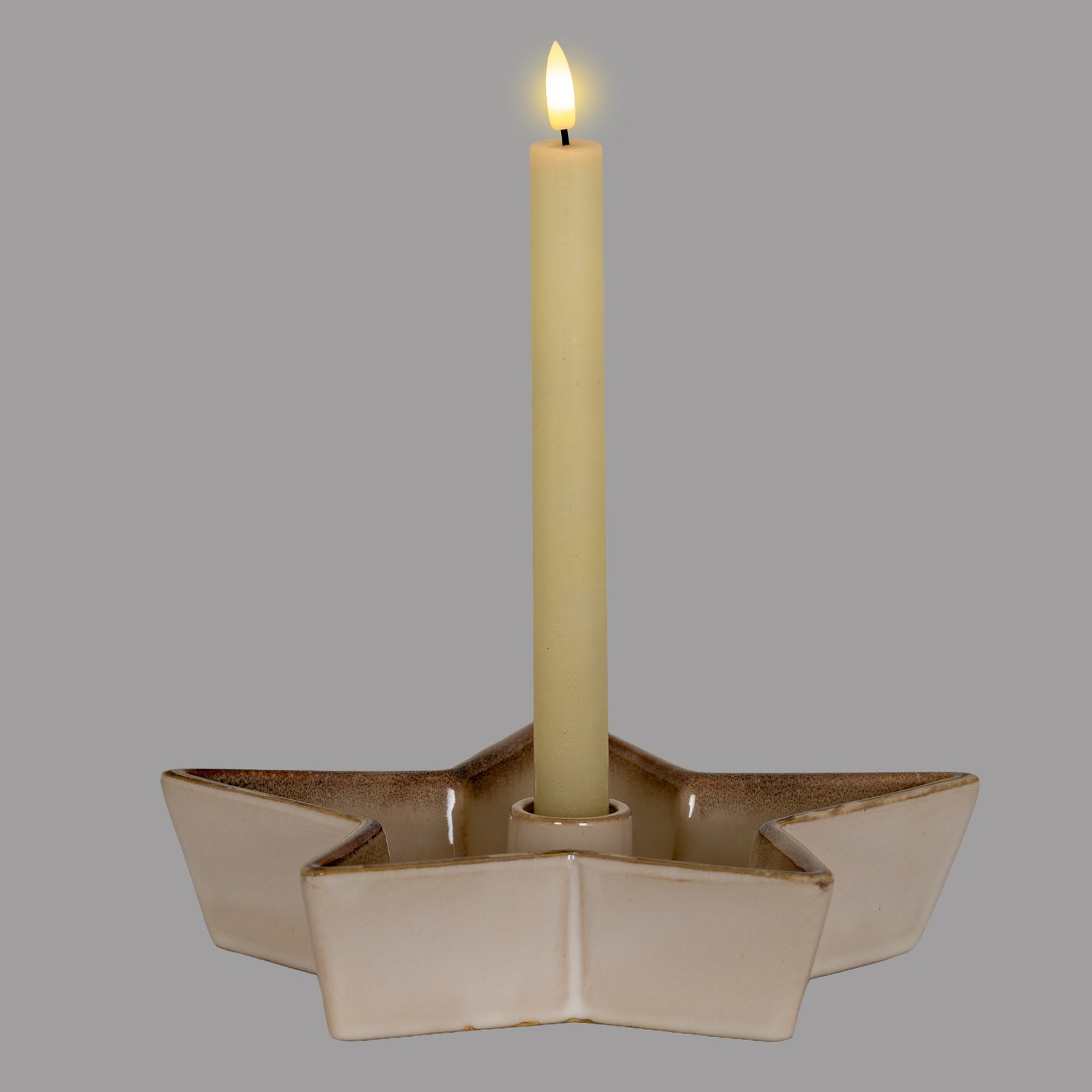 Large Solace White Ceramic Star Candle Holder