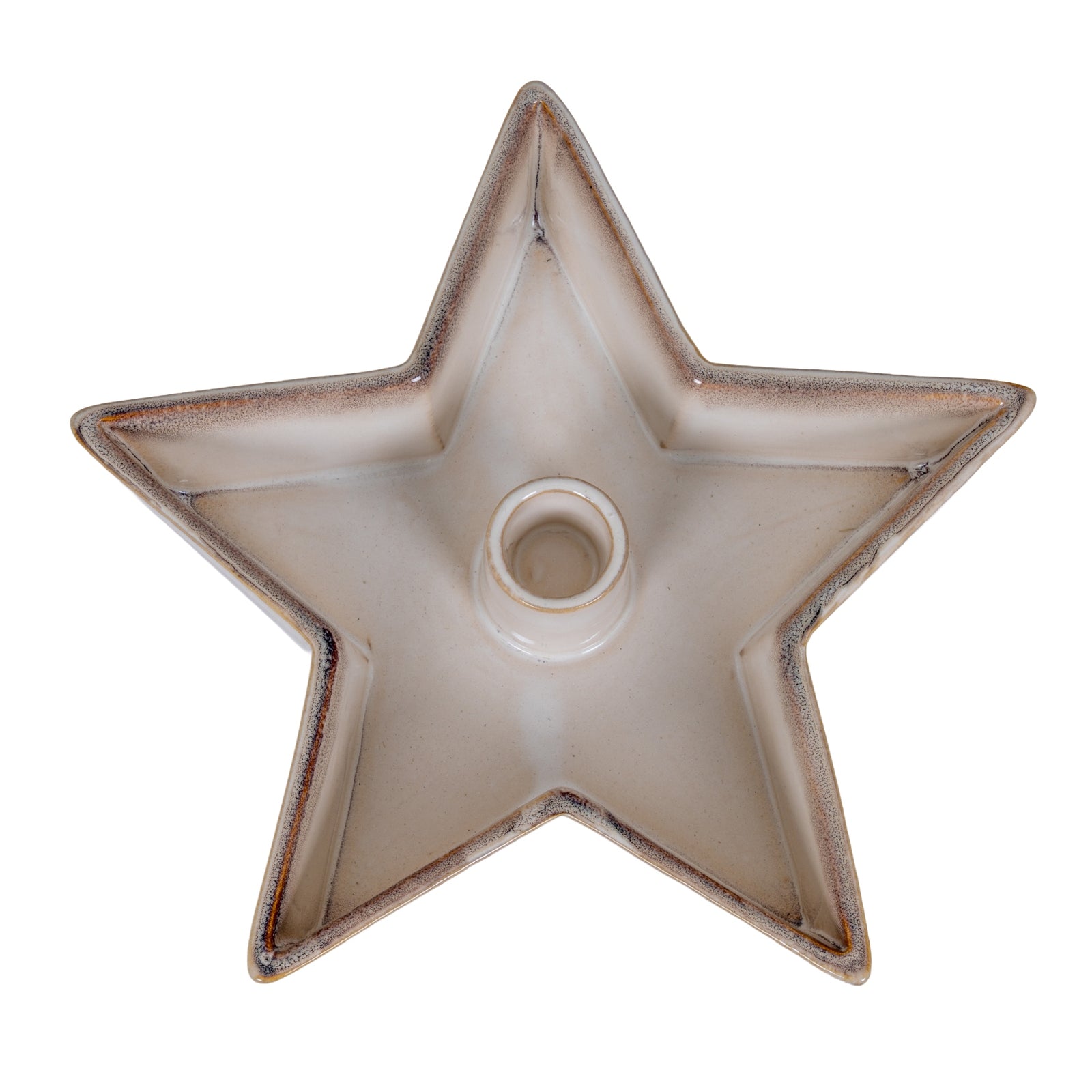 Large Solace White Ceramic Star Candle Holder