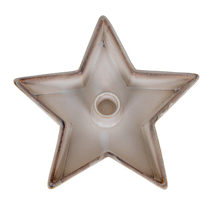 Large Solace White Ceramic Star Candle Holder
