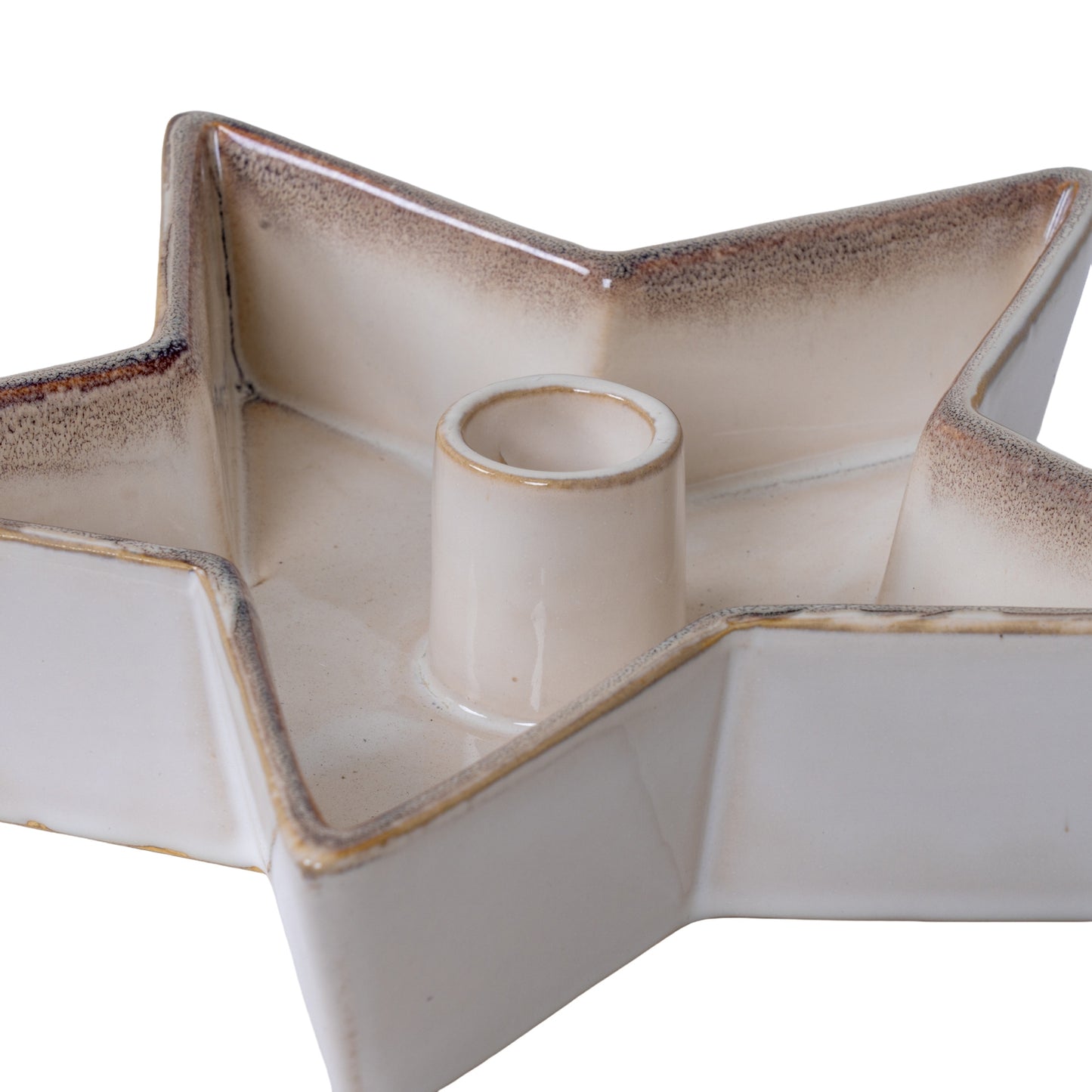 Large Solace White Ceramic Star Candle Holder