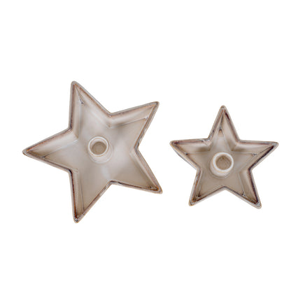 Large Solace White Ceramic Star Candle Holder