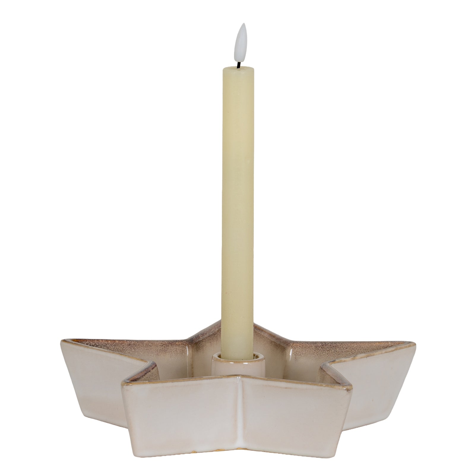 Large Solace White Ceramic Star Candle Holder