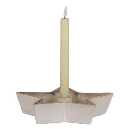 Large Solace White Ceramic Star Candle Holder