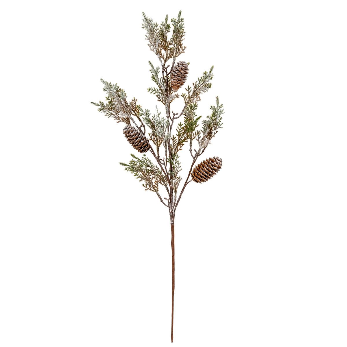 Medium Frosted Cypress Fir Branch Spray With Pinecones - PLAINLY DOES IT