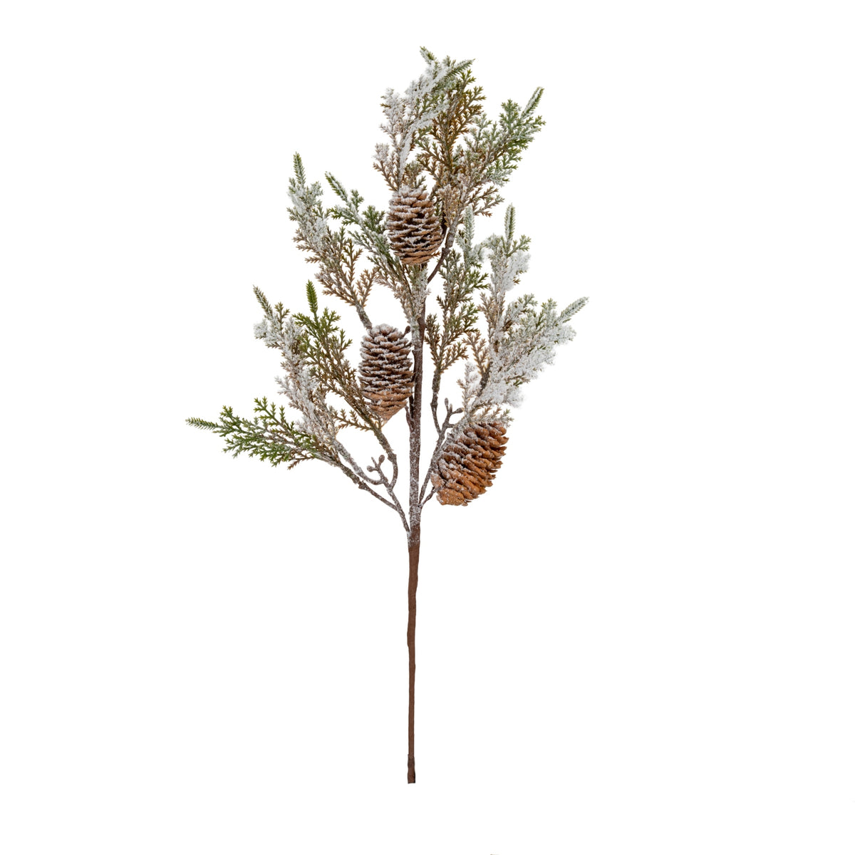 Large Frosted Cypress Fir Branch Spray With Pinecones - PLAINLY DOES IT
