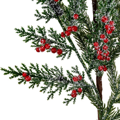 Frosted Pine Branch Spray With Winter Berries - PLAINLY DOES IT