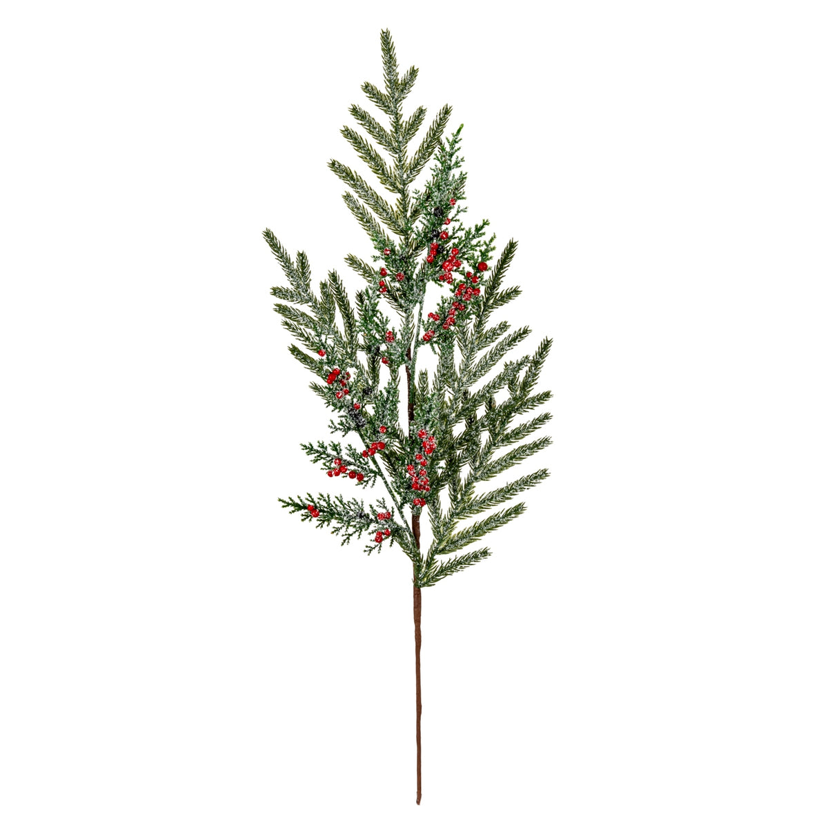 Frosted Pine Branch Spray With Winter Berries - PLAINLY DOES IT