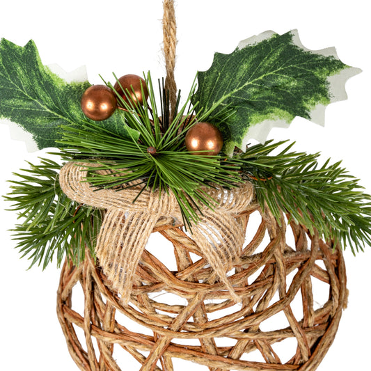 Natural Rattan Bell Decoration With Branches And Ribbon - PLAINLY DOES IT