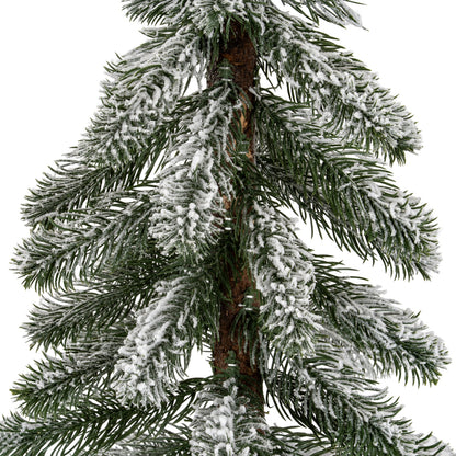Medium Snowy Pine Tree On Wooden Stand - PLAINLY DOES IT