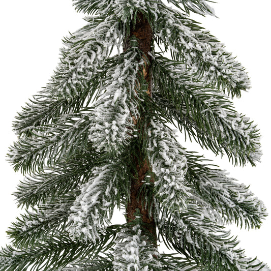 Medium Snowy Pine Tree On Wooden Stand - PLAINLY DOES IT
