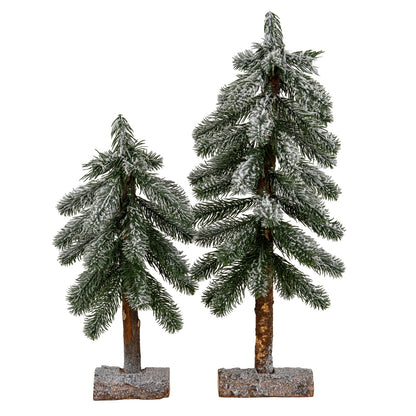 Small Snowy Pine Tree On Wooden Stand - PLAINLY DOES IT