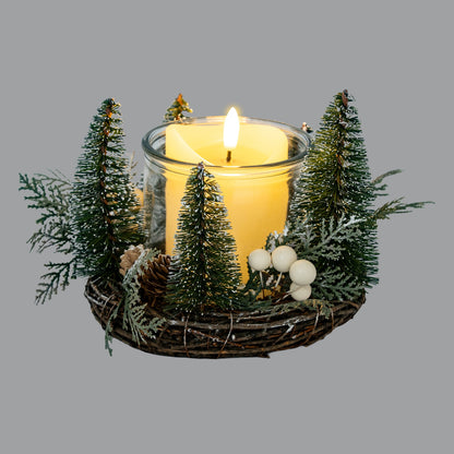 Medium Brush Tree Candle Wreath With Berries And Pinecones - PLAINLY DOES IT